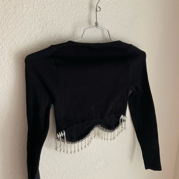 NWT Zara Limitless Contour Collection Beaded Pearl Long Sleeve Top - Picture 6 of 10